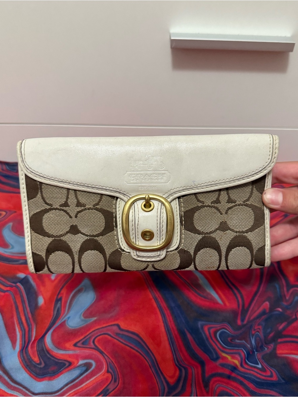 Vintage Y2K Coach Bleecker Signature Canvas Buckle Wallet 🤎🤍